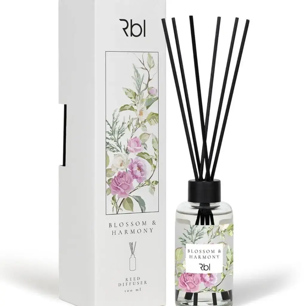 Rebul Blossom & Harmony Çubuklu Oda Kokusu 100 ml hindistan cevizi armut menekşe sümbülteber gardenya ylang ylang sandal ağacı ve misk notalı oda koku