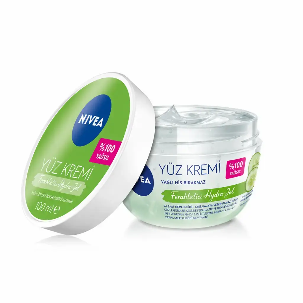 Nivea Ferahlatıcı Hydro Jel Bakım Kremi 100 ml yağlı ciltler için 24 saat nemlendirici matlaştırıcı ve makyaj bazı