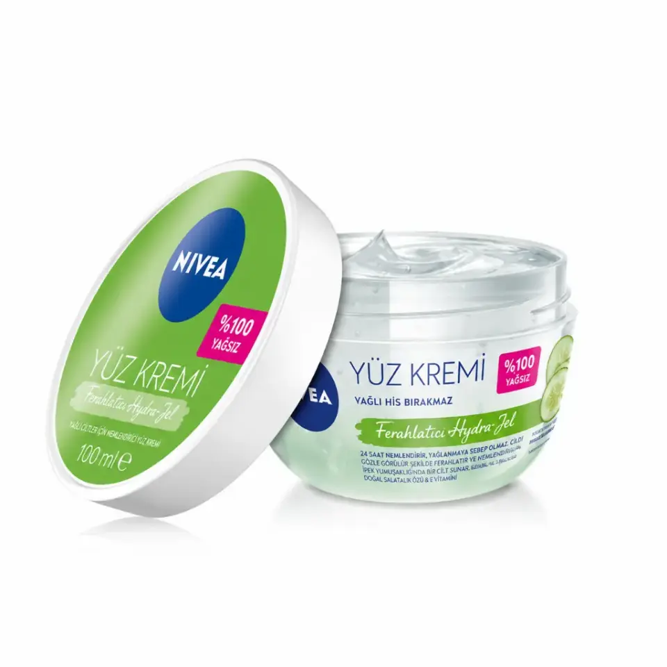 Nivea Ferahlatıcı Hydro Jel Bakım Kremi 100 ml yağlı ciltler için 24 saat nemlendirici matlaştırıcı ve makyaj bazı