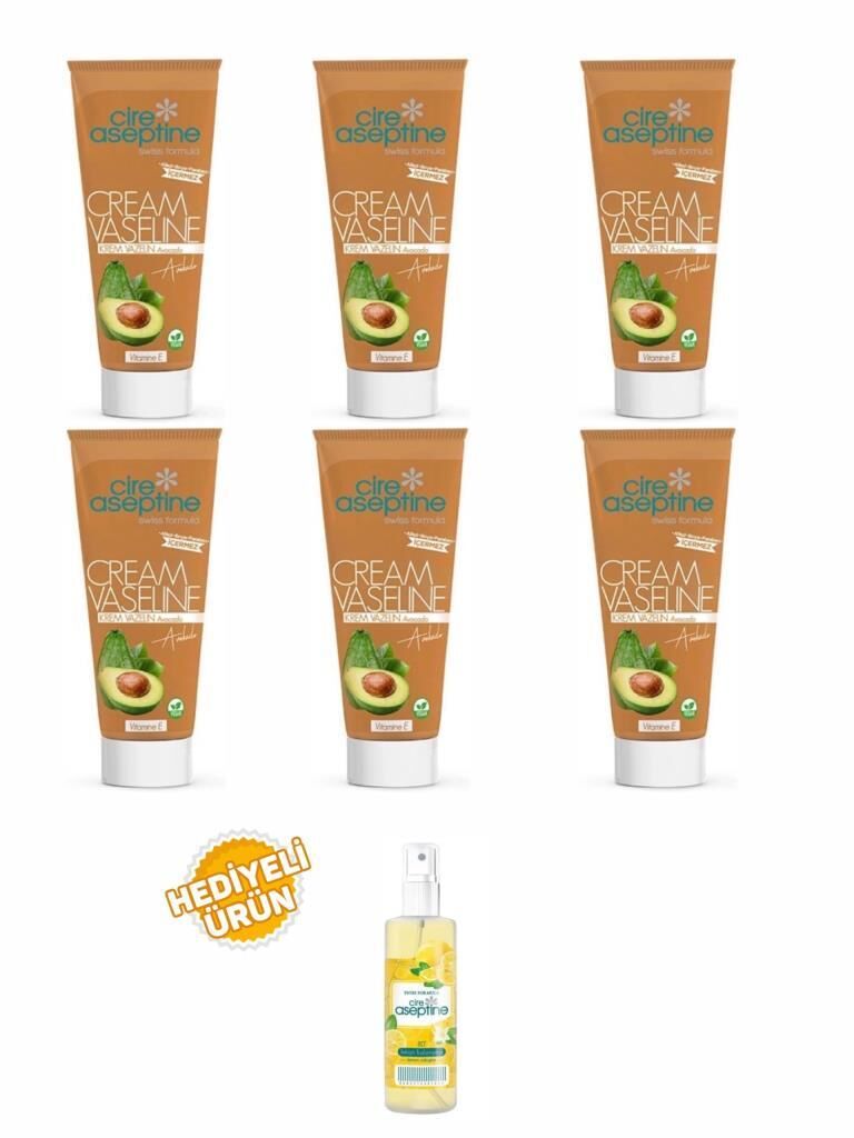 Cire Aseptine 6 Adet Avakado Vazelin Tüp 75 Ml+Limon Kolonyası 100 ml Sprey Hediyeli