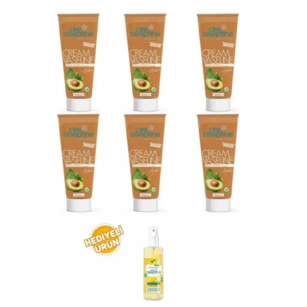 Cire Aseptine 6 Adet Avokado Vazelin Tüp 75 ml ve Limon Kolonyası 100 ml Sprey Hediyeli avantaj paketi