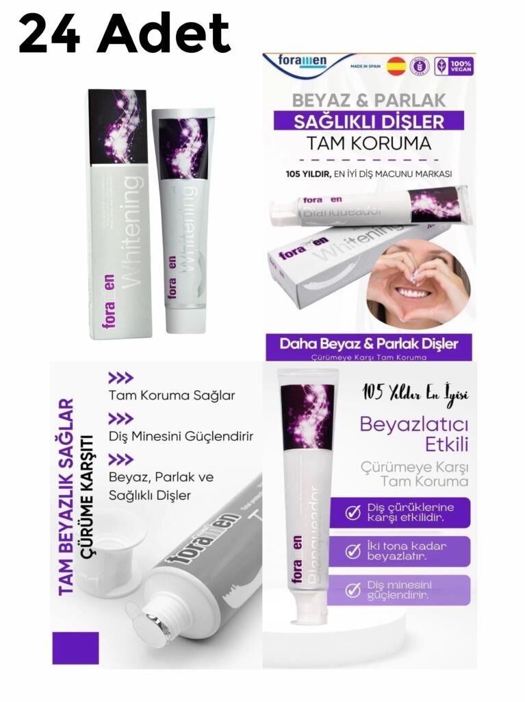 Foramen 24 Adet Whitening Beyazlatıcı Büyük Boy Diş Macunu 125 gr