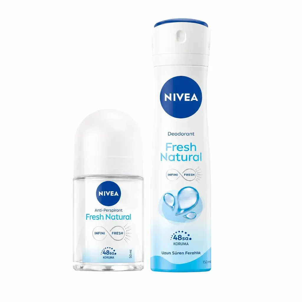 Nivea Fresh Natural Kadın Sprey Deodorant 150 ml ve Mini Roll-On 25 ml anti-perspirant avantajlı paket