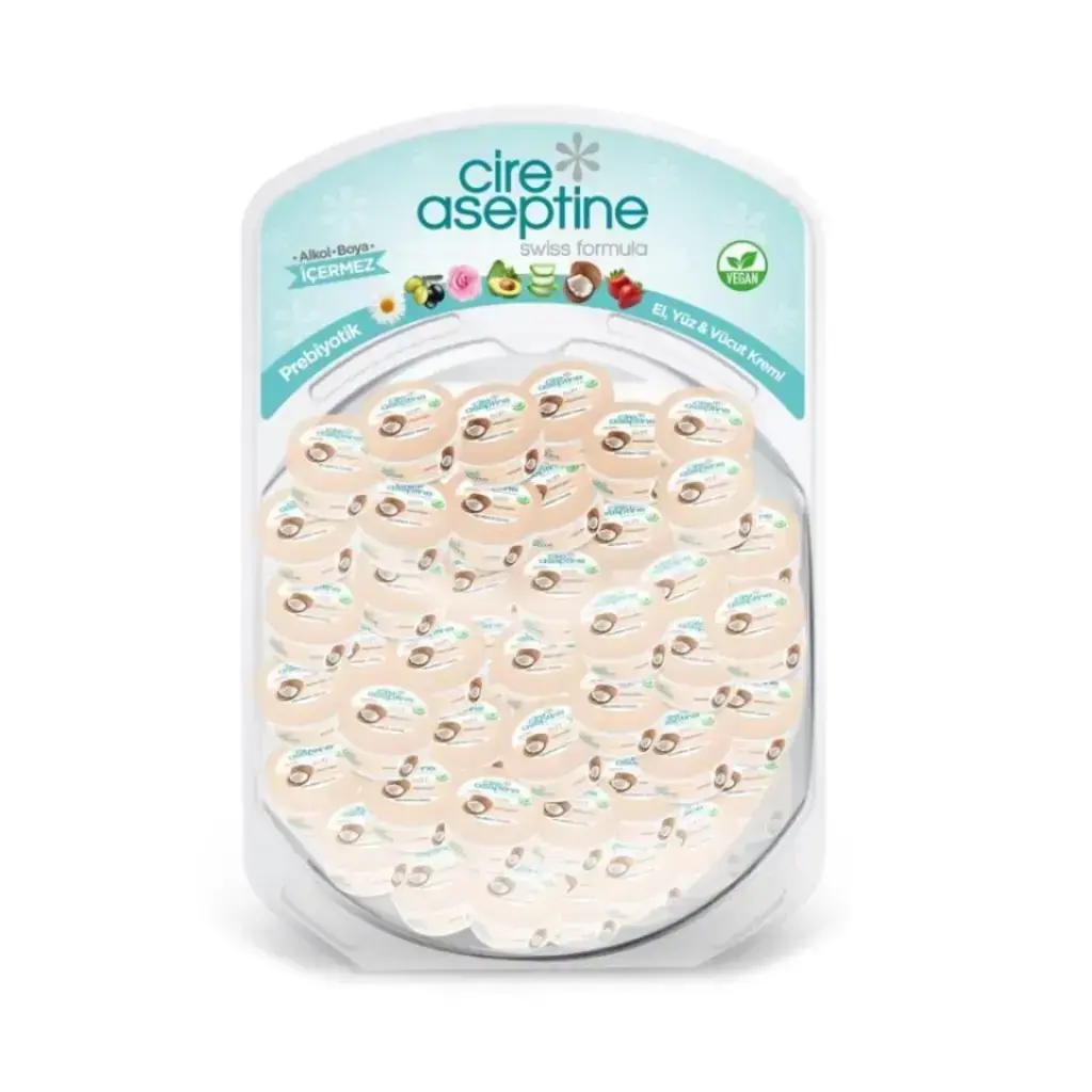 Cire Aseptine Prebiyotik Hindistan Cevizi Krem 30 ml 50'li Stand el yüz ve vücut nemlendirici bakım kremi