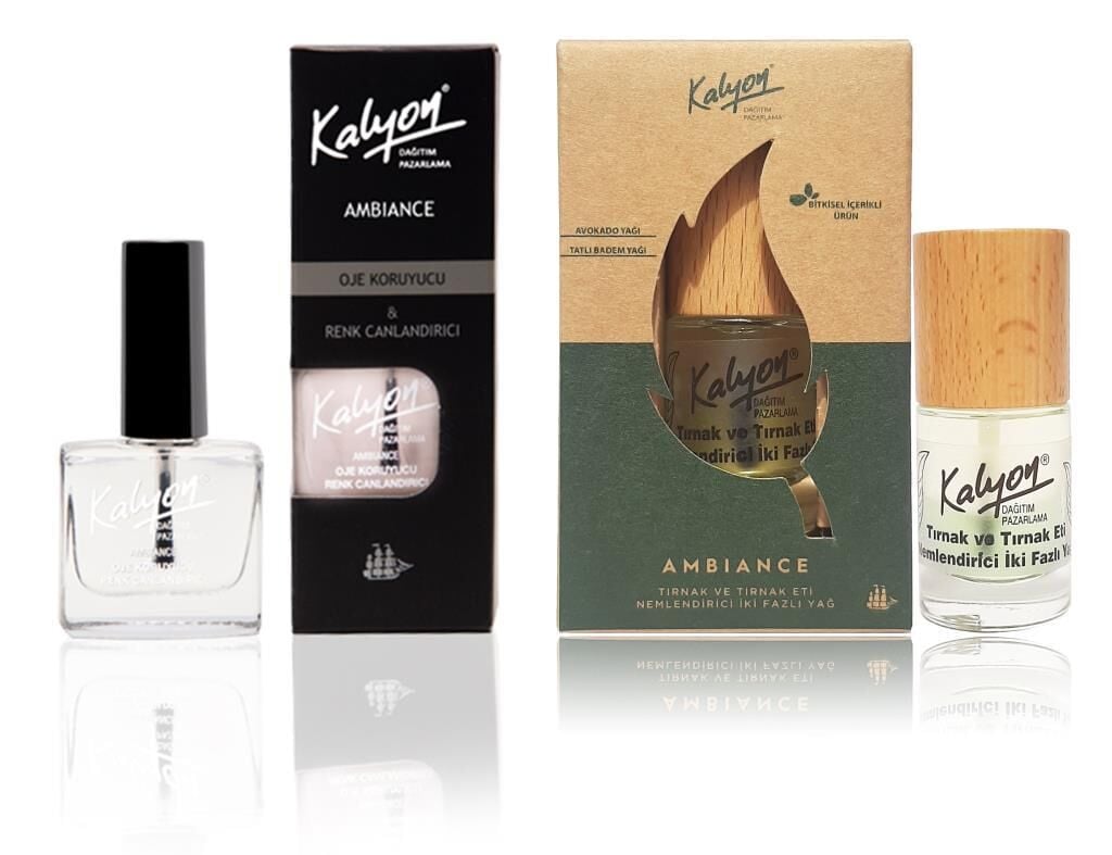 Kalyon Oje Koruyucu+Kalyon Bitkisel Tırnak ve Tırnak Eti Nemlendirici İki Fazlı Yağ 11 Ml
