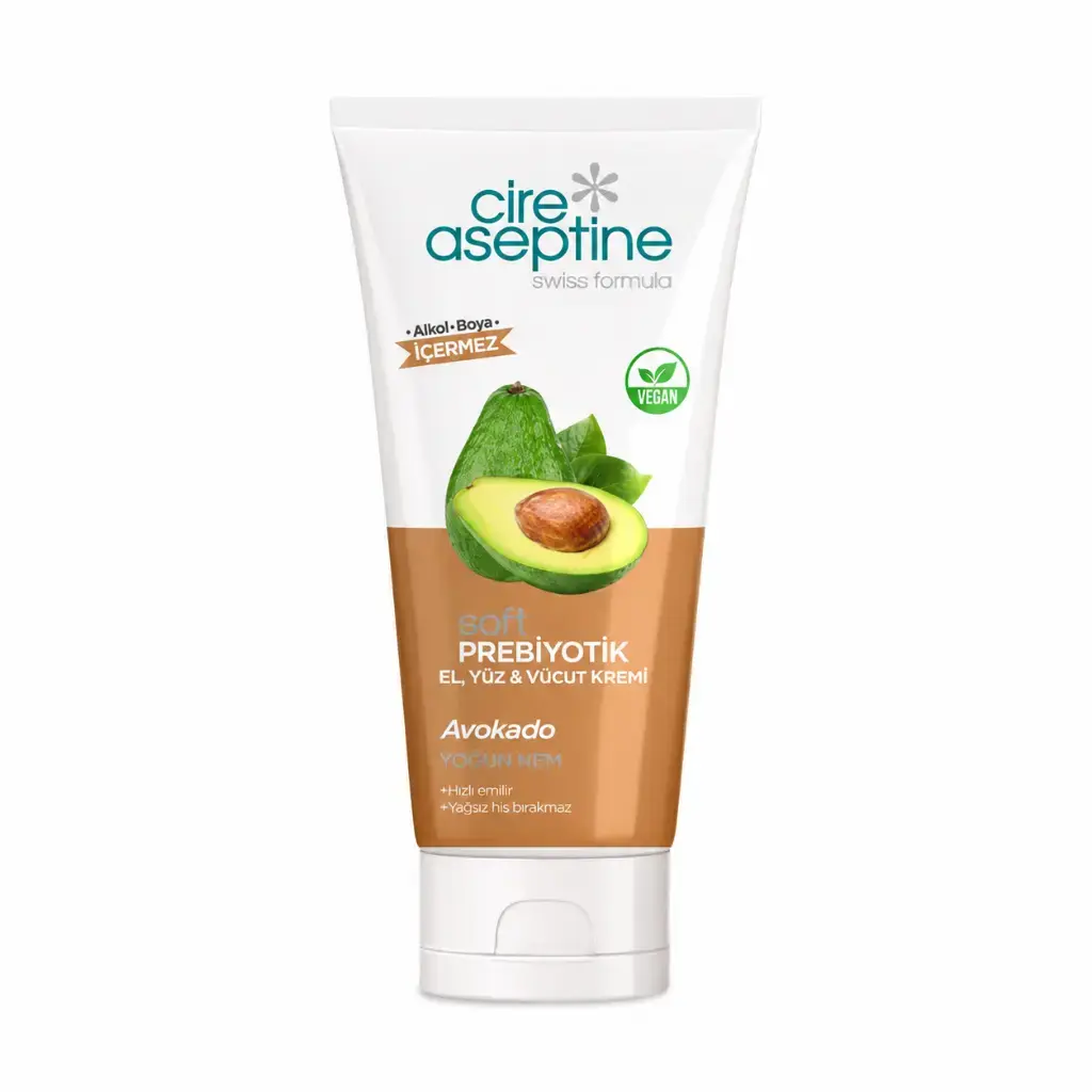 Cire Aseptine Soft Prebiyotik Avokado El Yüz ve Vücut Kremi 200 ml yoğun nemlendirici bakım kremi
