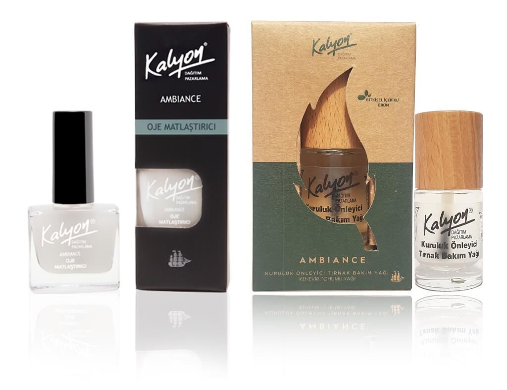 Kalyon Oje Matlaştırıcı+Kalyon Bitkisel Kuruluk Önleyici Tırnak Bakım Yağı Kenevir Tohumu Yağı 11 Ml