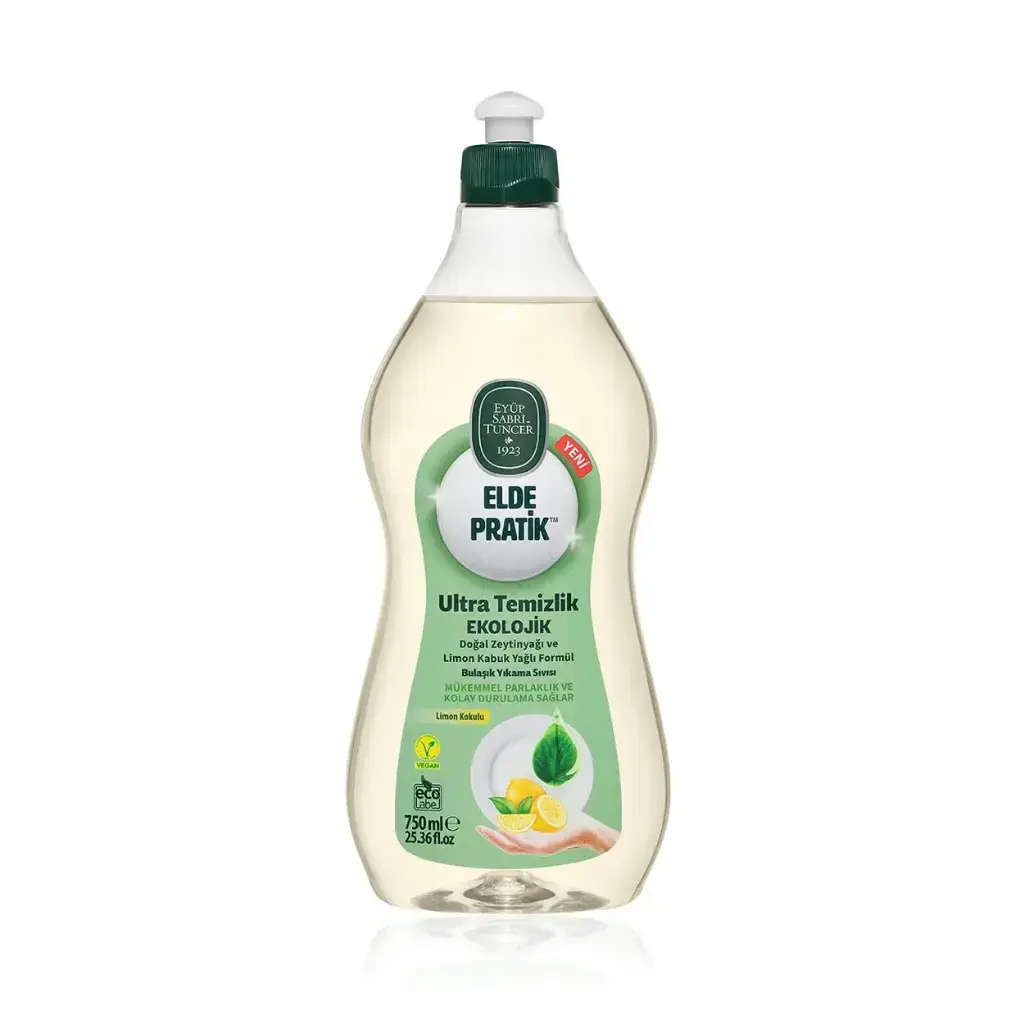 Eyüp Sabri Tuncer Bulaşık Yıkama Sıvısı 750 ml elde yıkama doğal zeytinyağı ve limon kabuk yağı içeren bulaşık deterjanı