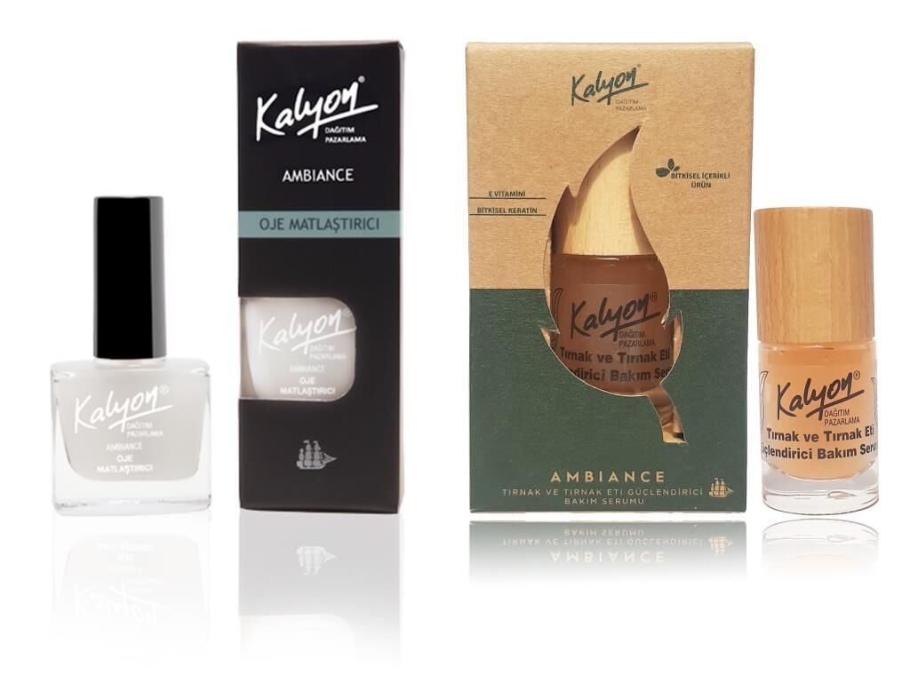 Kalyon Oje Matlaştırıcı+Kalyon Bitkisel Tırnak ve Tırnak Eti Güçlendirici Bakım Serumu 11 Ml