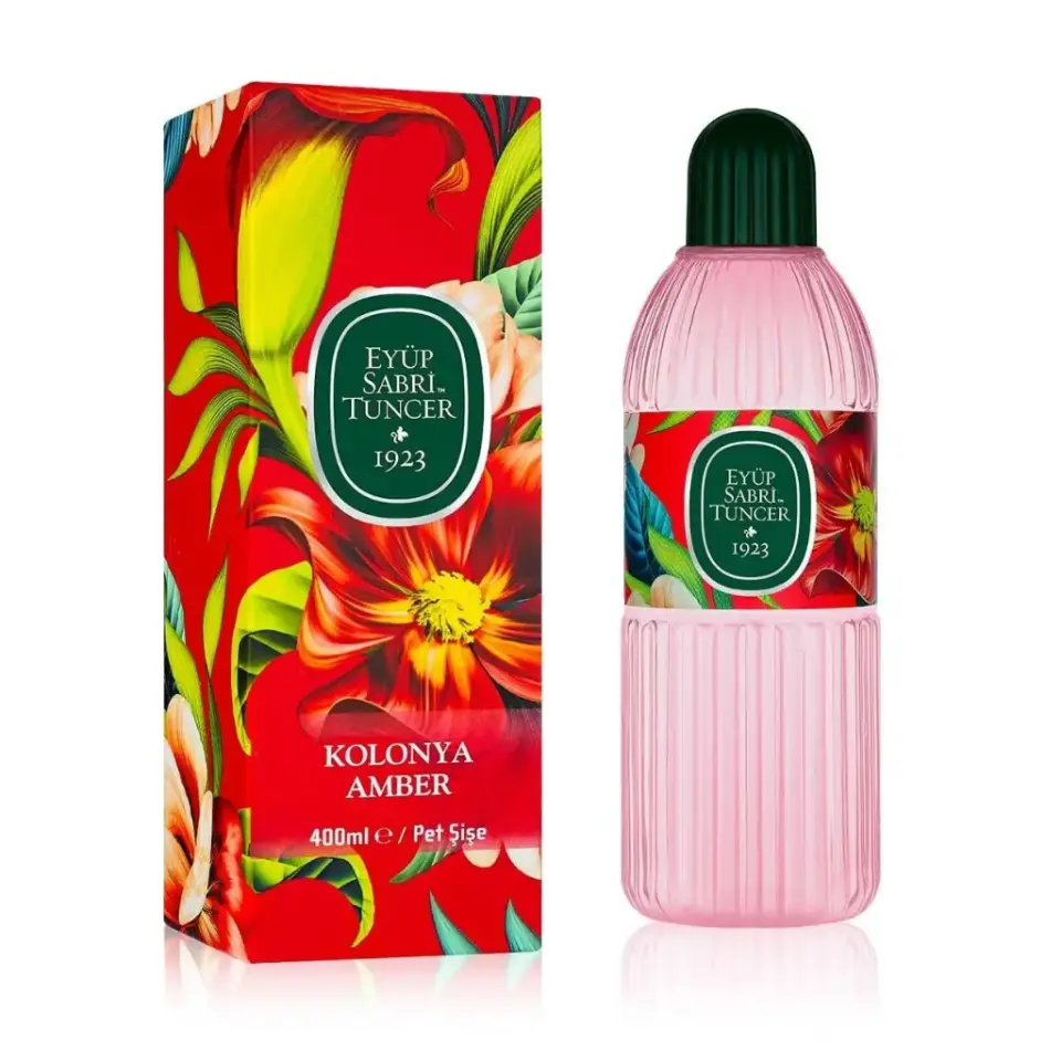 Eyüp Sabri Tuncer Amber Kolonyası 400 ml pet şişe kır çiçekleri gül tonka ve ylang ylang karakterli 68 derece kolonya