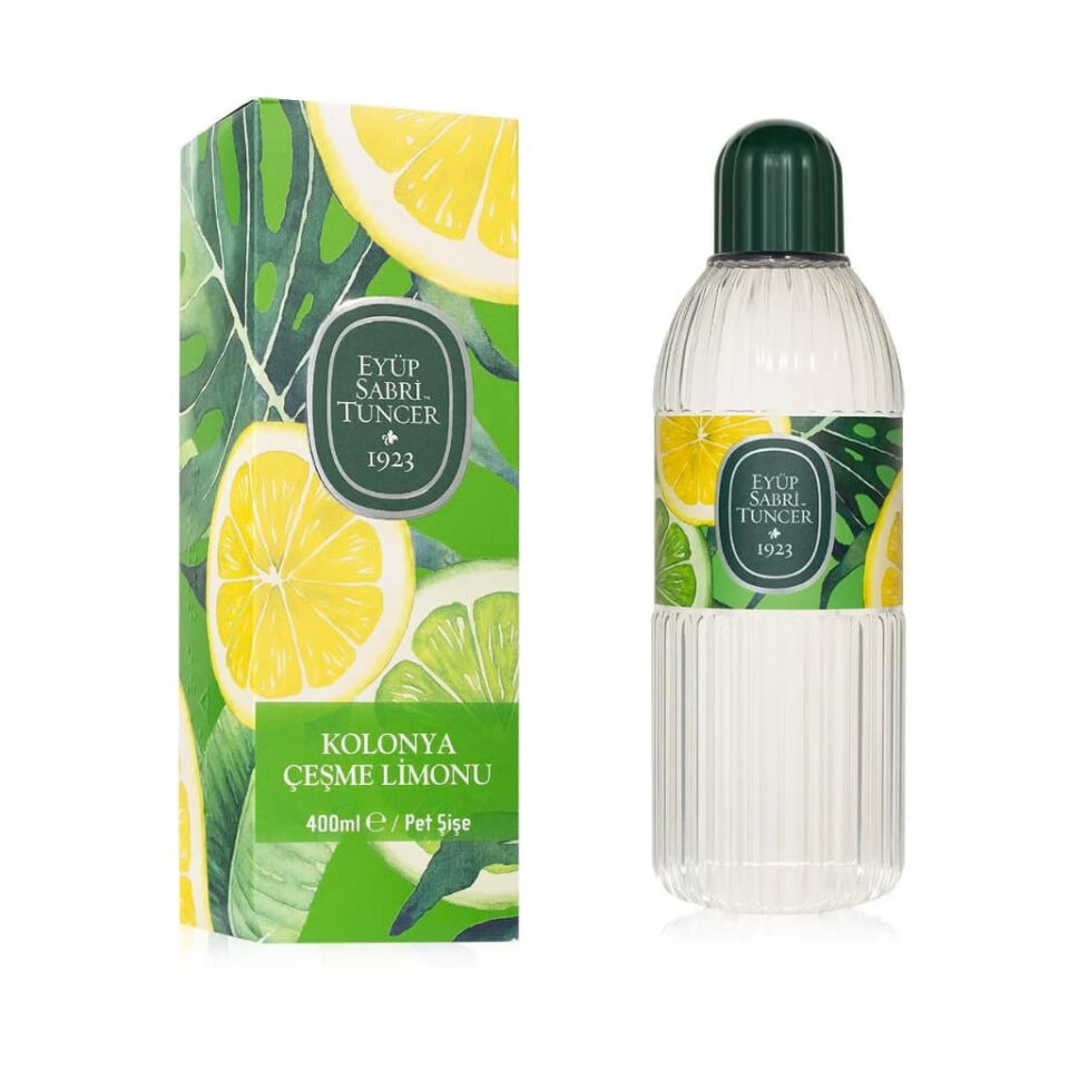Eyüp Sabri Tuncer Çeşme Limonu Kolonyası 400 ml pet şişe limon çiçeği beyaz çiçekler meşe yosunu ve misk kokulu ferah kolonya