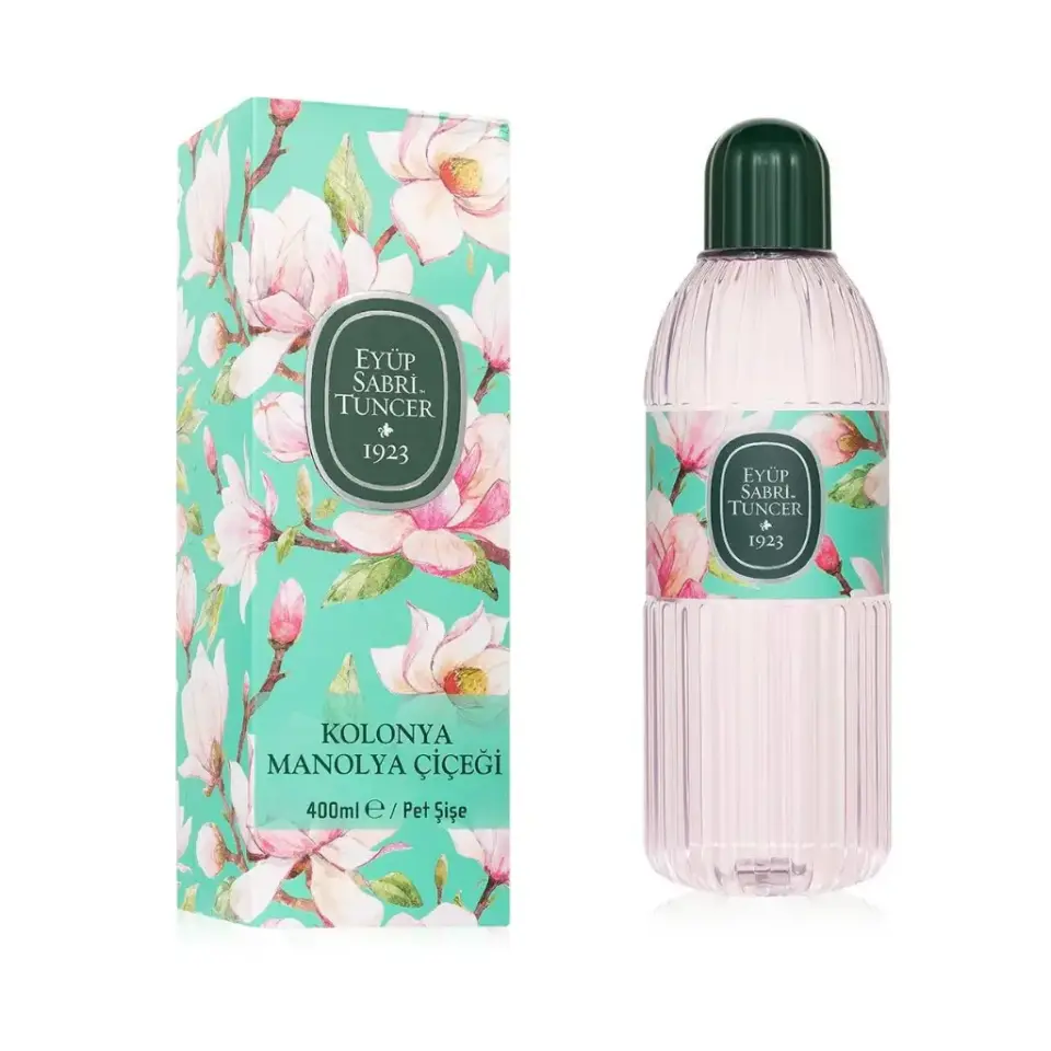 Eyüp Sabri Tuncer Manolya Çiçeği Kolonyası 400 ml pet şişe bergamot pembe biber siyah frenk üzümü müge gül sandal ağacı amber ve misk kokulu kolonya