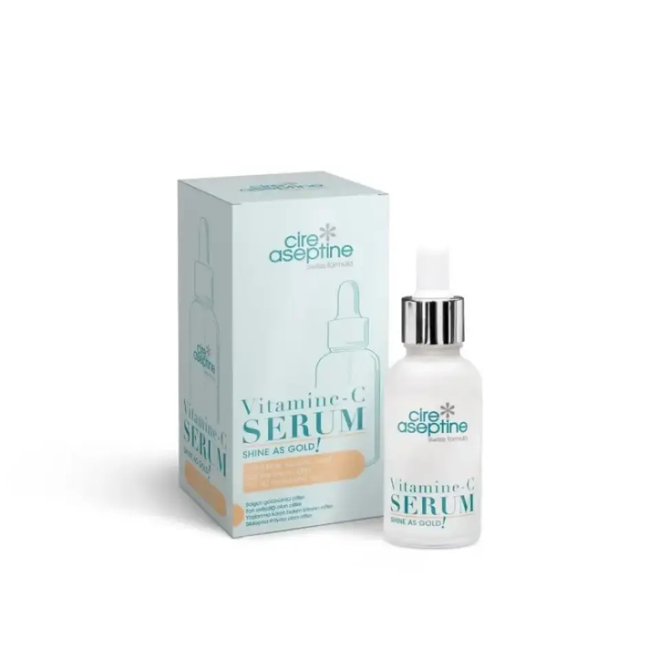 Cire Aseptine Vitamin C Yüz Serumu 30 ml Shine As Gold aydınlatıcı ve canlandırıcı yüz bakım serumu