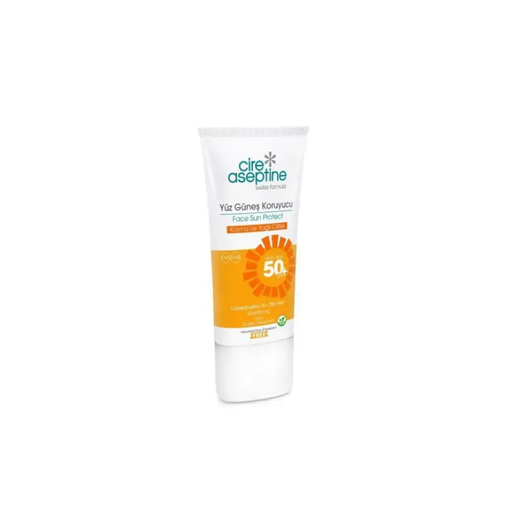 Cire Aseptine Yüz Güneş Koruyucu Karma ve Yağlı Ciltler SPF 50 50 ml yüksek korumalı güneş kremi