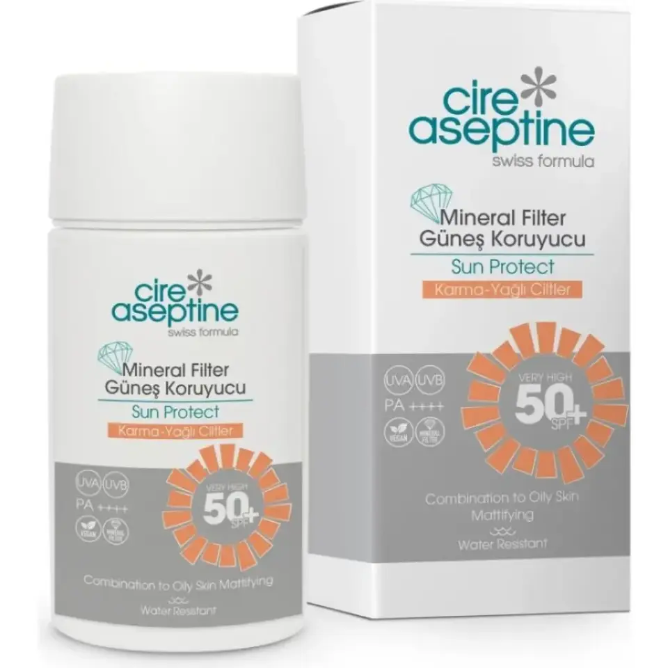 Cire Aseptine Mineral Filtreli Güneş Kremi Karma ve Yağlı Ciltler SPF 50 50 ml yüz güneş koruyucu