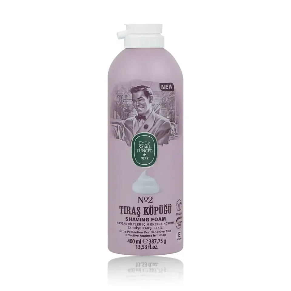 Eyüp Sabri Tuncer Tıraş Köpüğü No 2 400 ml aloe vera E vitamini doğal zeytinyağı gliserin ve mentol içeren vegan tıraş köpüğü