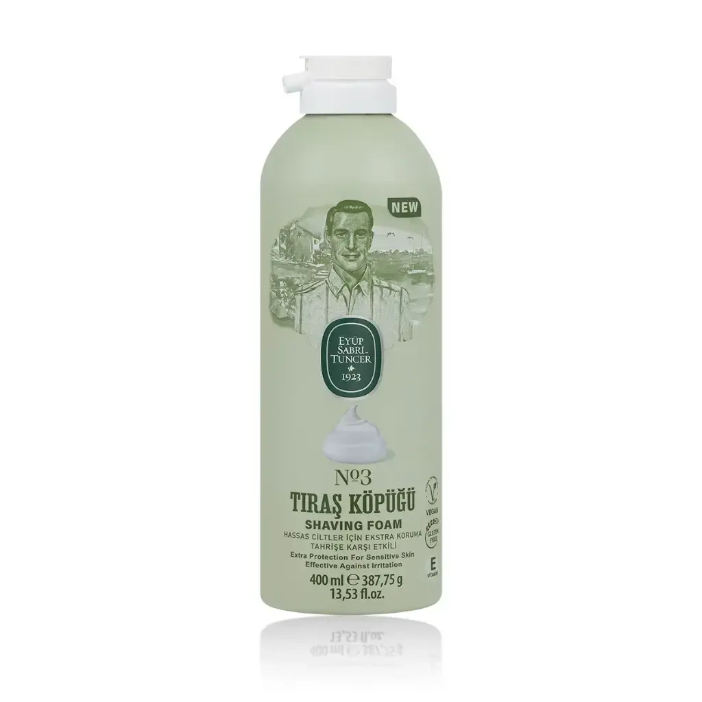 Eyüp Sabri Tuncer Tıraş Köpüğü No 3 400 ml aloe vera E vitamini doğal zeytinyağı gliserin ve mentol içeren vegan tıraş köpüğü