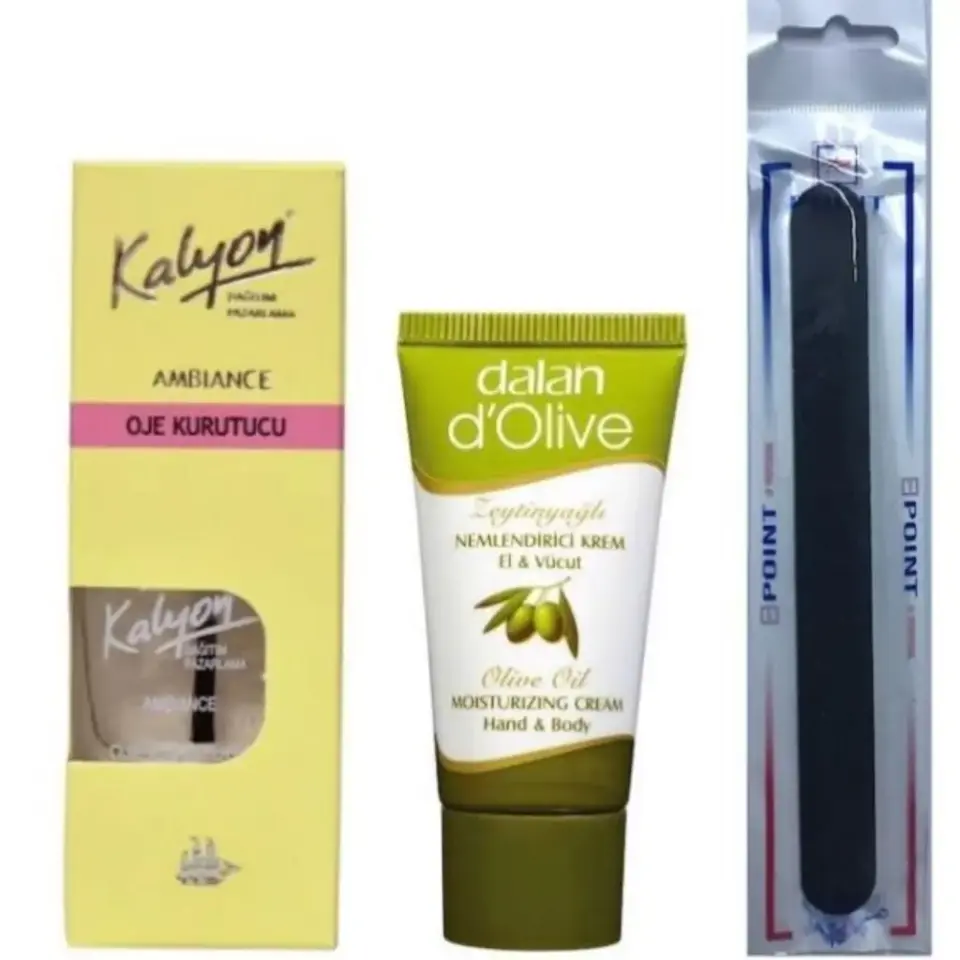 Kalyon Oje Kurutucu Fırçalı + Dalan Krem 20 Ml + Tırnak Törpüsü