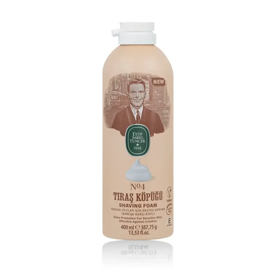 Eyüp Sabri Tuncer Tıraş Köpüğü No 4 400 ml aloe vera E vitamini doğal zeytinyağı gliserin ve mentol içeren vegan tıraş köpüğü