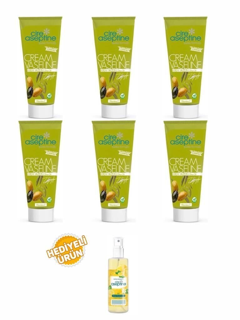Cire Aseptine 6 Adet Zeytinyağlı Vazelin Tüp 75 Ml+Limon Kolonyası 100 ml Sprey Hediyeli