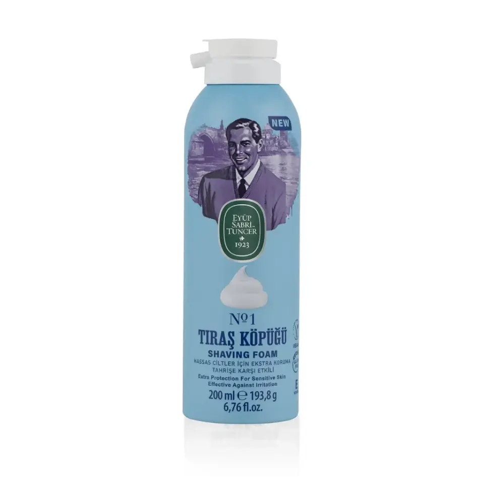 Eyüp Sabri Tuncer Tıraş Köpüğü No 1 200 ml aloe vera E vitamini doğal zeytinyağı gliserin ve mentol içeren vegan tıraş köpüğü