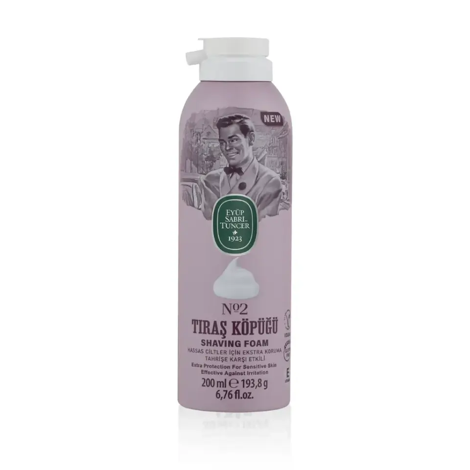 Eyüp Sabri Tuncer Tıraş Köpüğü No 2 200 ml aloe vera E vitamini doğal zeytinyağı gliserin ve mentol içeren vegan tıraş köpüğü