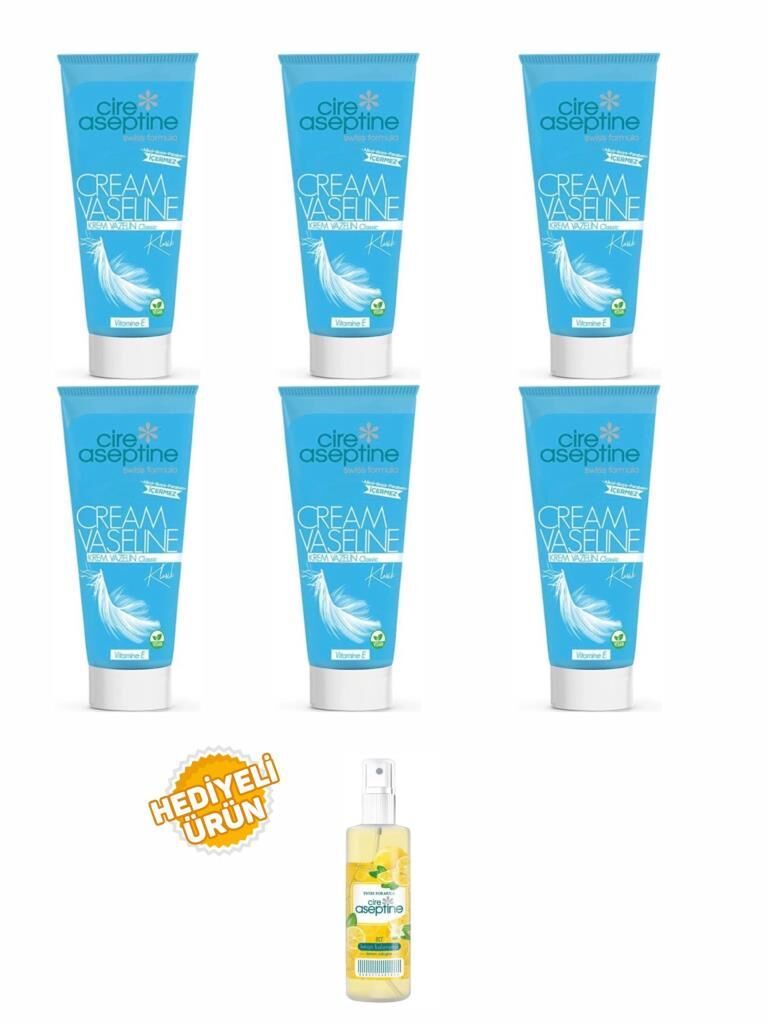 Cire Aseptine 6 Adet Klasik Vazelin Tüp 75 Ml+Limon Kolonyası 100 ml Sprey Hediyeli