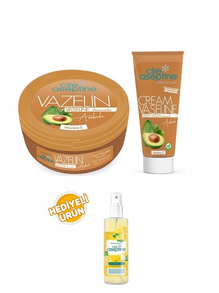 Cire Aseptine Avakado Vazelin Kavanoz 150Ml+Avakado Tüp 75 Ml+Limon Kolonyası 100 ml Sprey Hediyeli