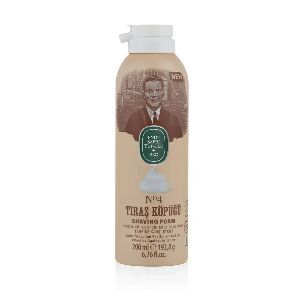 Eyüp Sabri Tuncer Tıraş Köpüğü No 4 200 ml aloe vera E vitamini doğal zeytinyağı gliserin ve mentol içeren vegan tıraş köpüğü