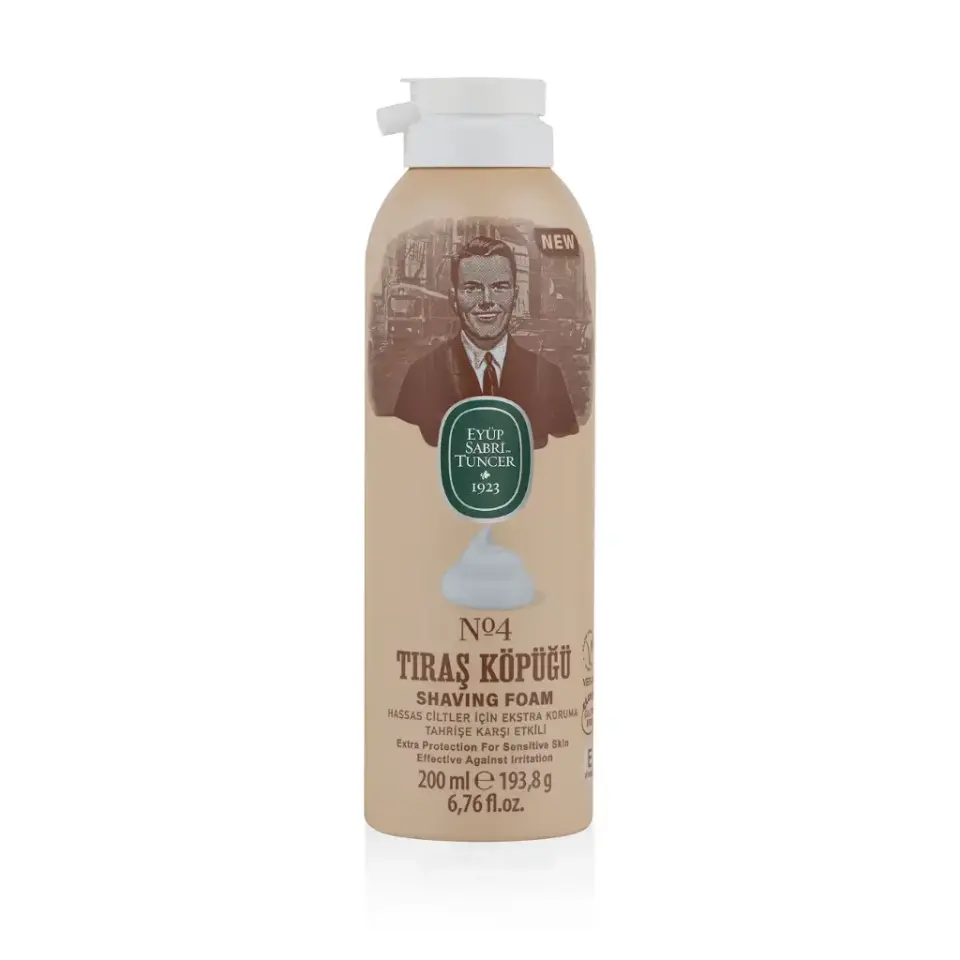 Eyüp Sabri Tuncer Tıraş Köpüğü No 4 200 ml aloe vera E vitamini doğal zeytinyağı gliserin ve mentol içeren vegan tıraş köpüğü