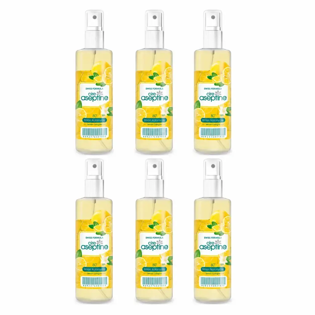 Cire Aseptine Limon Kolonyası 100 ml Sprey 6 Adet ferah limon kokulu kolonya