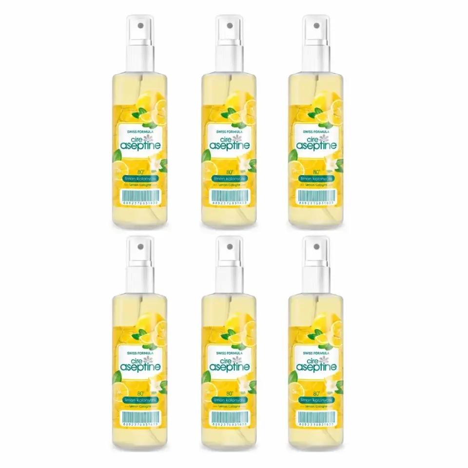 Cire Aseptine Limon Kolonyası 100 ml Sprey 6 Adet ferah limon kokulu kolonya