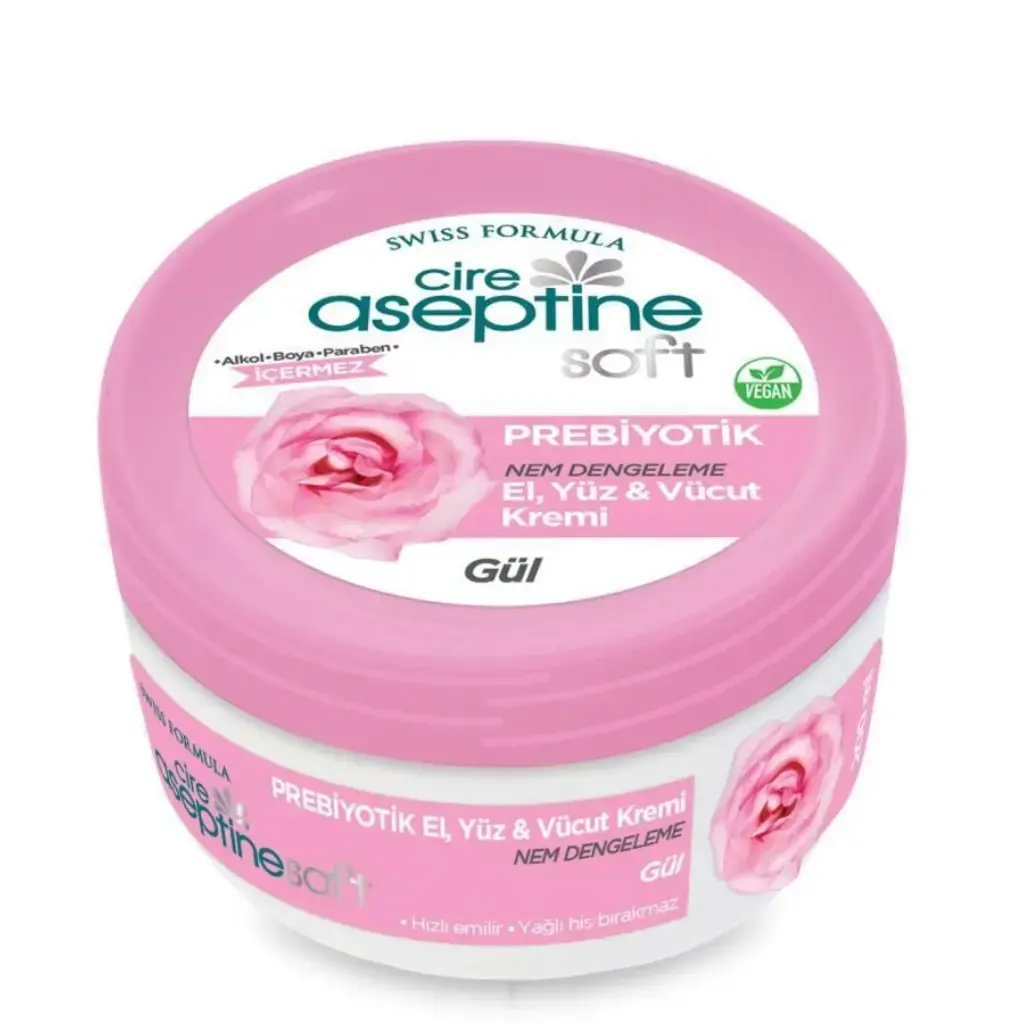 Cire Aseptine Gül Özlü Nemlendiricili Prebiyotik Krem 200 ml el yüz ve vücut için günlük nemlendirici bakım kremi