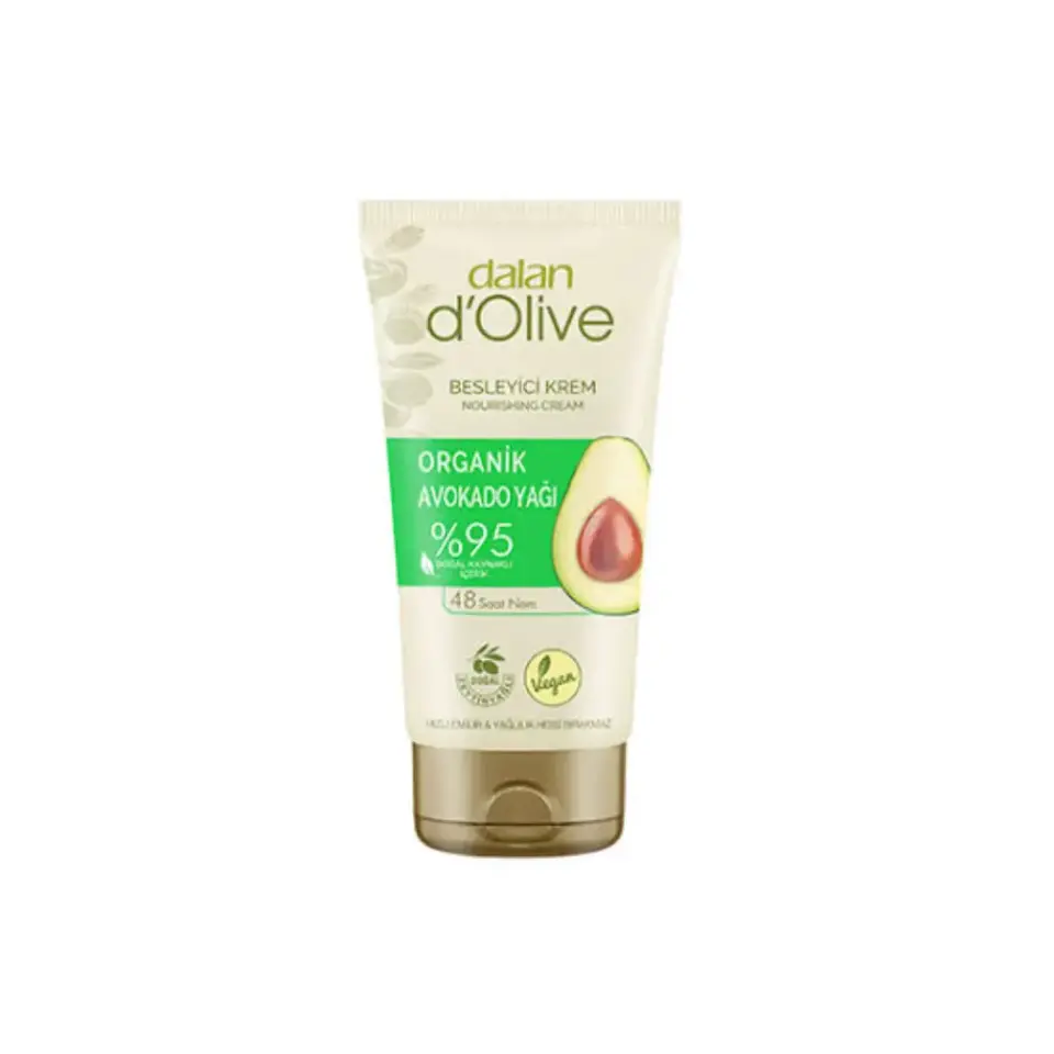 Dalan D'Olive Organik Avokado Yağı Besleyici Krem 60 ml el yüz ve vücut için nemlendirici bakım kremi