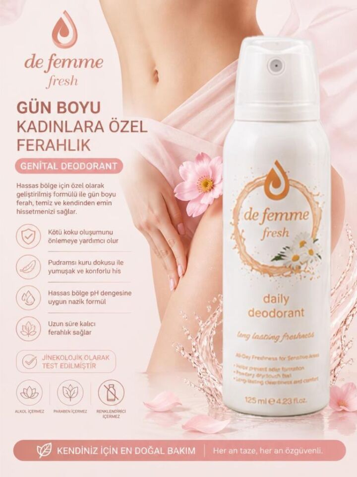 De Femme 2 Adet Fresh Daily İntim Genital Bölge Deodorant 125 Ml