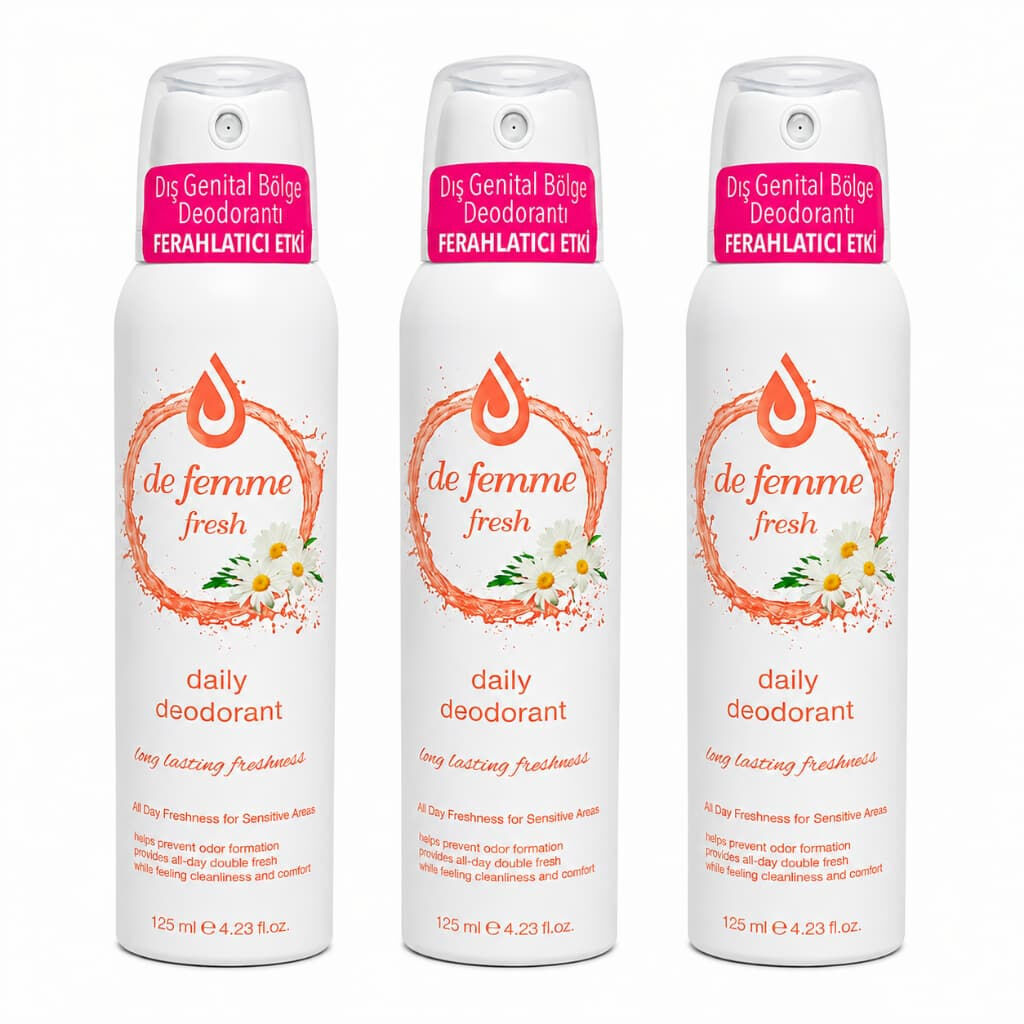 De Femme 3 Adet Fresh Daily İntim Genital Bölge Deodorant 125 ml çoklu avantaj paketi