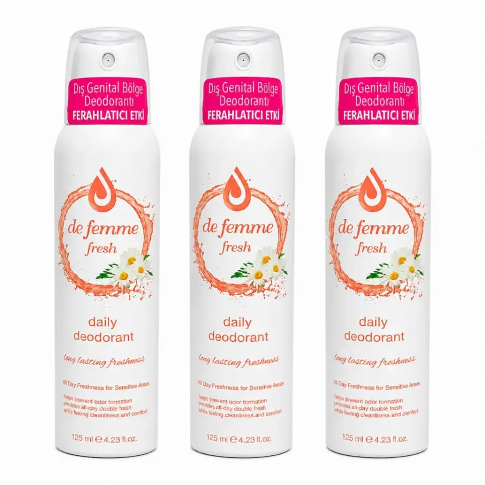 De Femme 3 Adet Fresh Daily İntim Genital Bölge Deodorant 125 ml çoklu avantaj paketi