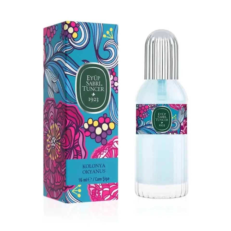 Eyüp Sabri Tuncer Okyanus Kolonyası 16 ml cam şişe bergamot limon karabiber ananas sedir ağacı ve amber notalı mini kolonya