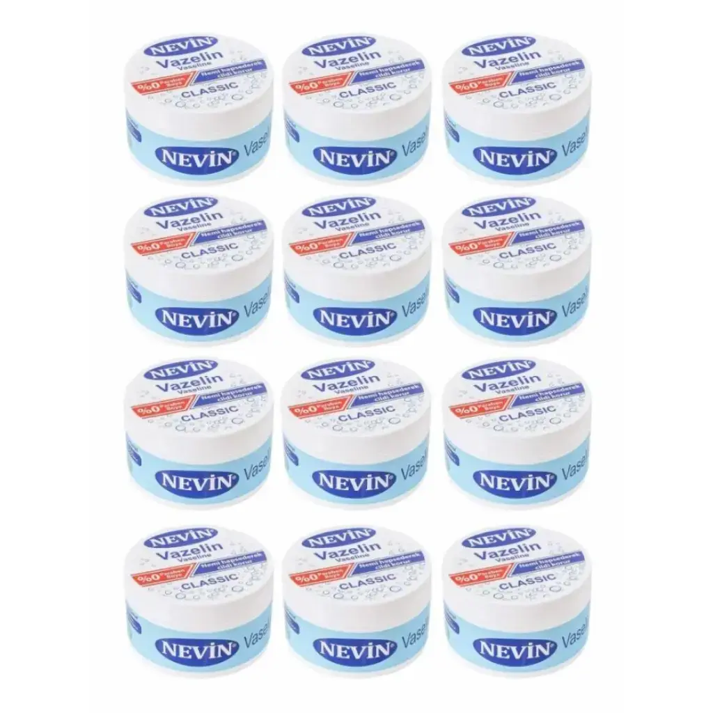 Nevin Vazelin 100 ml 12 adet kuru cilt dudak ve topuk çatlakları için nemlendirici bakım vazelini