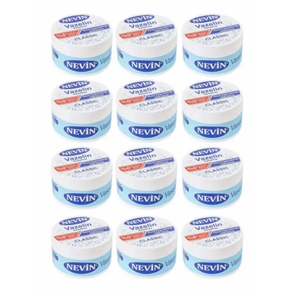 Nevin Vazelin 100 ml 12 adet kuru cilt dudak ve topuk çatlakları için nemlendirici bakım vazelini