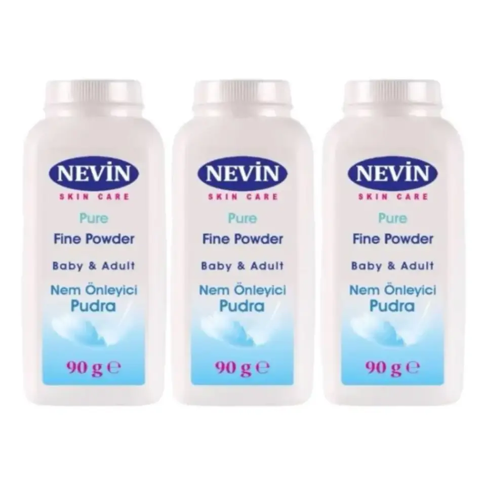Nevin Nem Önleyici Pudra 90 gr 3 adet bebek ve yetişkin kullanımı için nem emici bakım pudrası