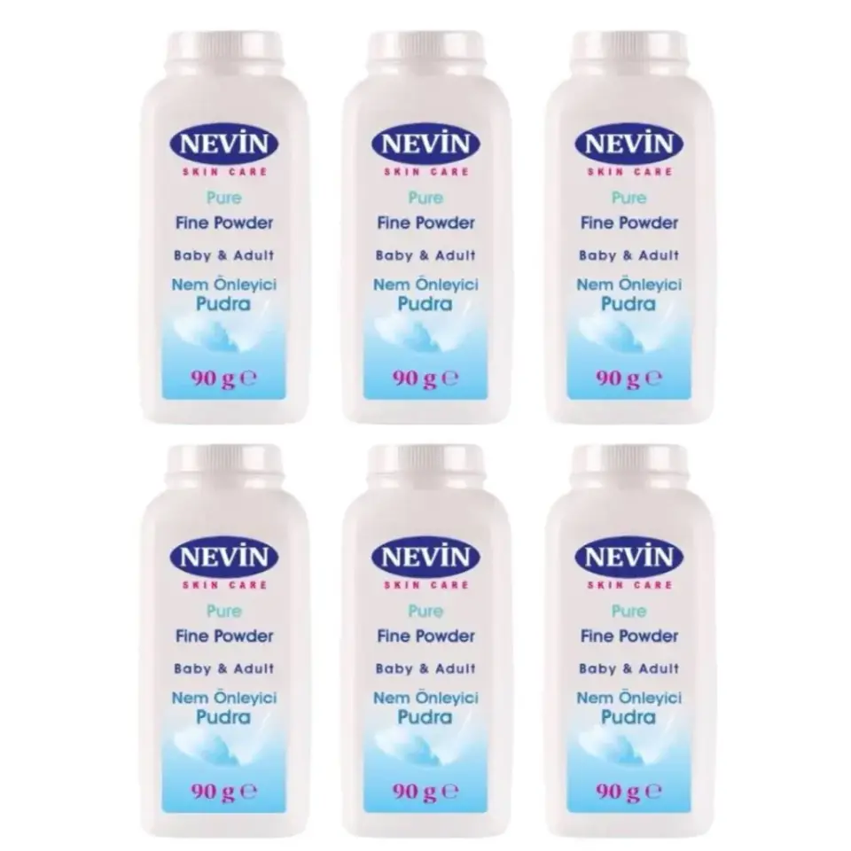 Nevin Nem Önleyici Pudra 90 gr 6 adet bebek ve yetişkin kullanımı için nem emici bakım pudrası