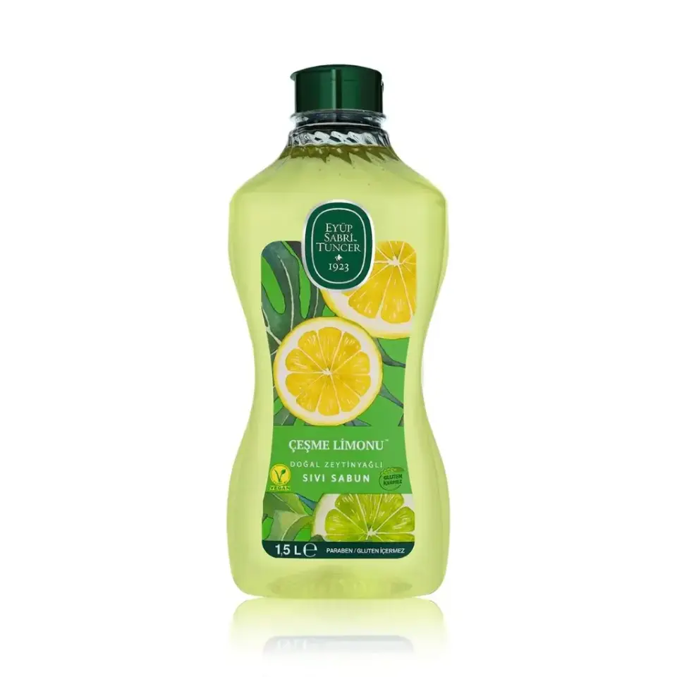 Eyüp Sabri Tuncer Çeşme Limonu Doğal Zeytinyağlı Sıvı Sabun 1.5 lt ekonomik yedek sıvı sabun