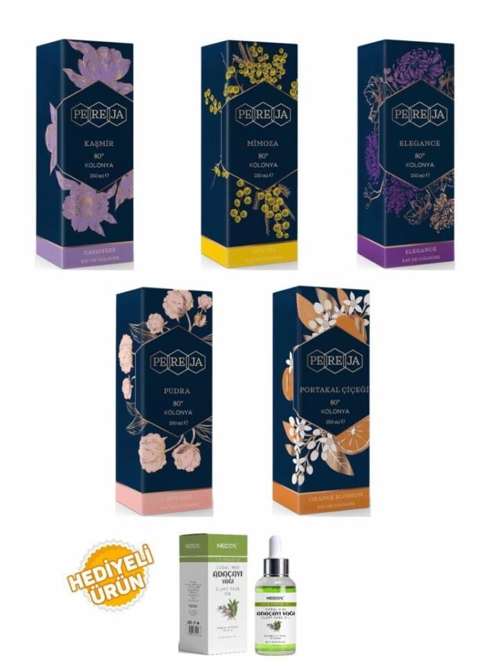 Pereja Kolonya 250 ml Cam Şişe 5 Li Set