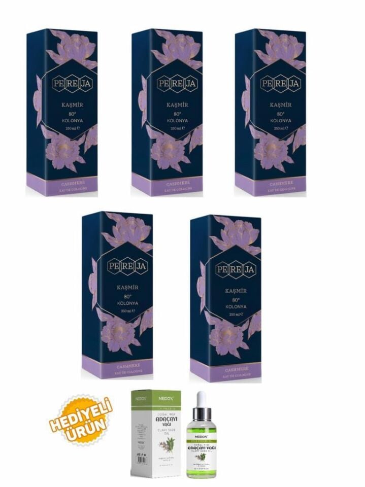 Pereja Kaşmir Kolonya 250 ml Cam Şişe 5 Li Set