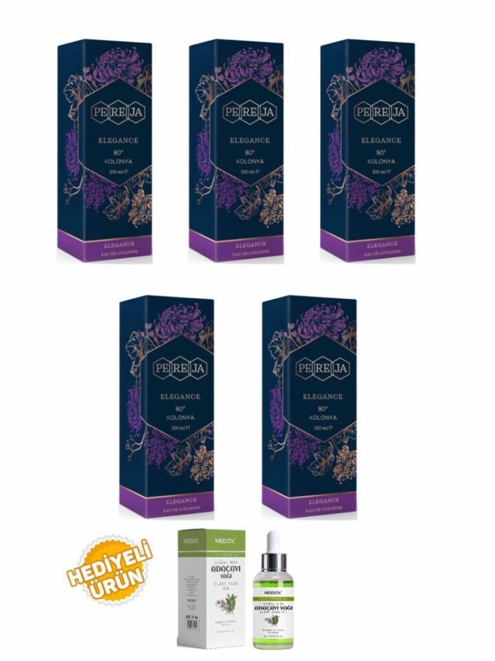 Pereja Elegance Kolonya 250 ml Cam Şişe 5 Li Set