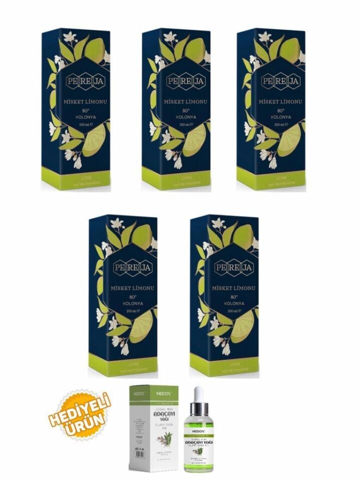 Pereja Misket Limonu Kolonya 250 ml Cam Şişe 5 Li Set