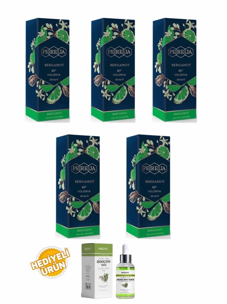 Pereja Bergamot Kolonya 250 ml Cam Şişe 5 Li Set